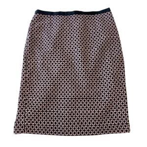 Talbots Size 12 Pink Black Geometric Pencil Skirt Career Classic Chic Timeless